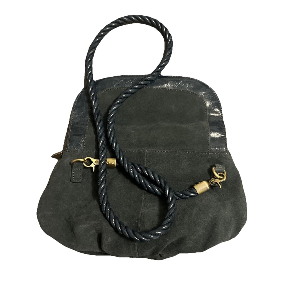 Anthropologie Suede Rope Strap Shoulder Bag | Slate Blue | Vintage Y2K Boho Bag - Picture 6 of 7